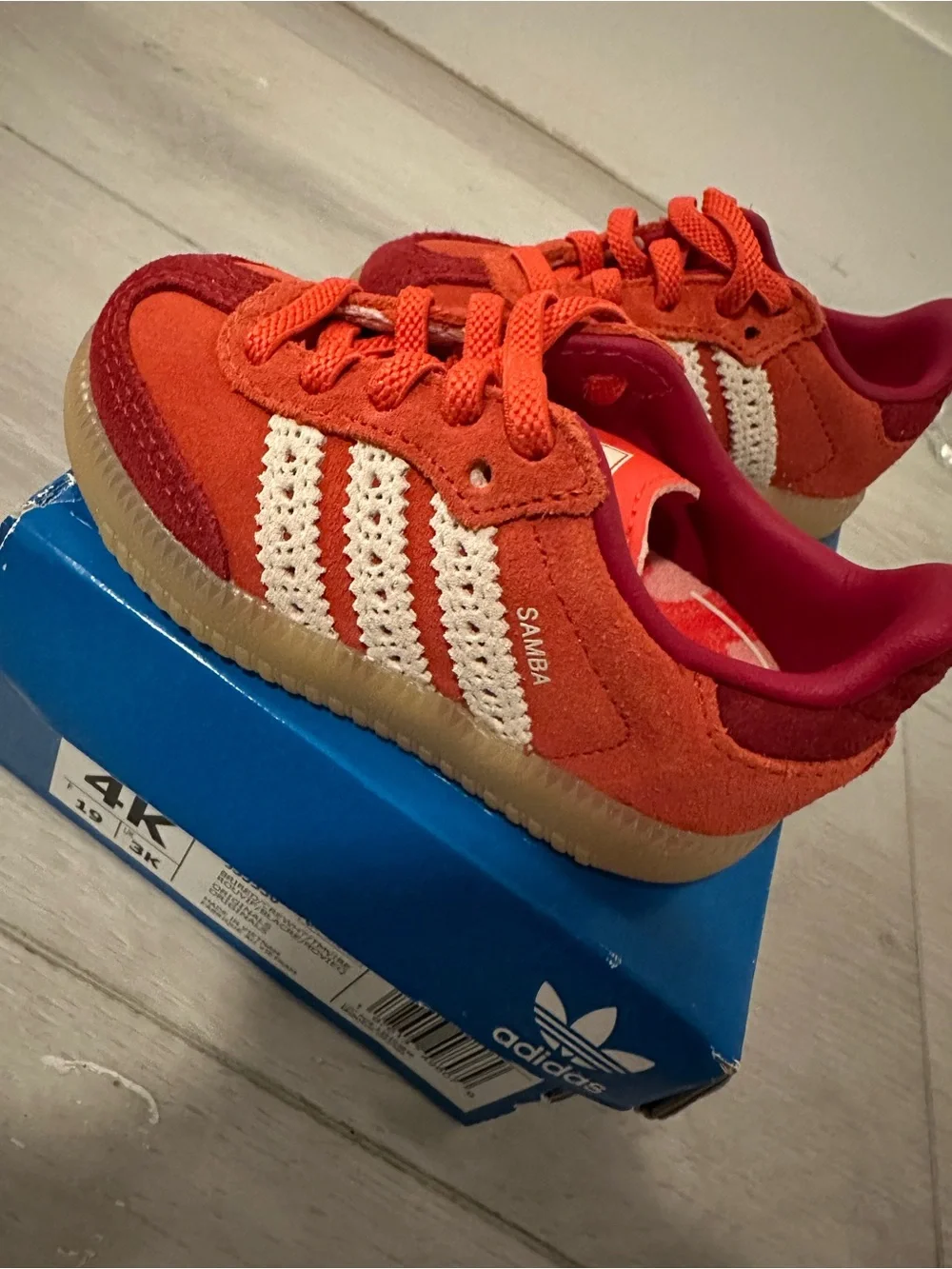 adidas Kids Samba Sneakers in Red and Cream